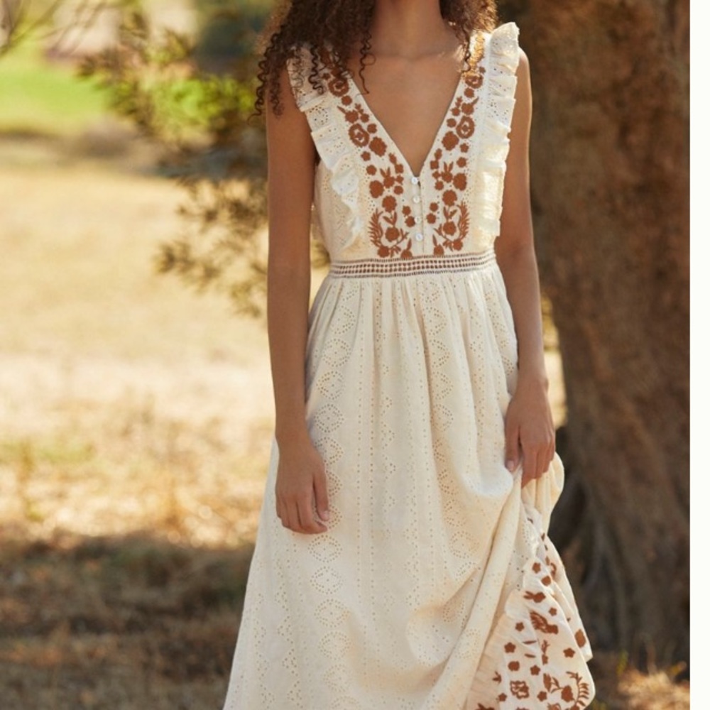 Anthropologie Esperanza embroidered maxi dress